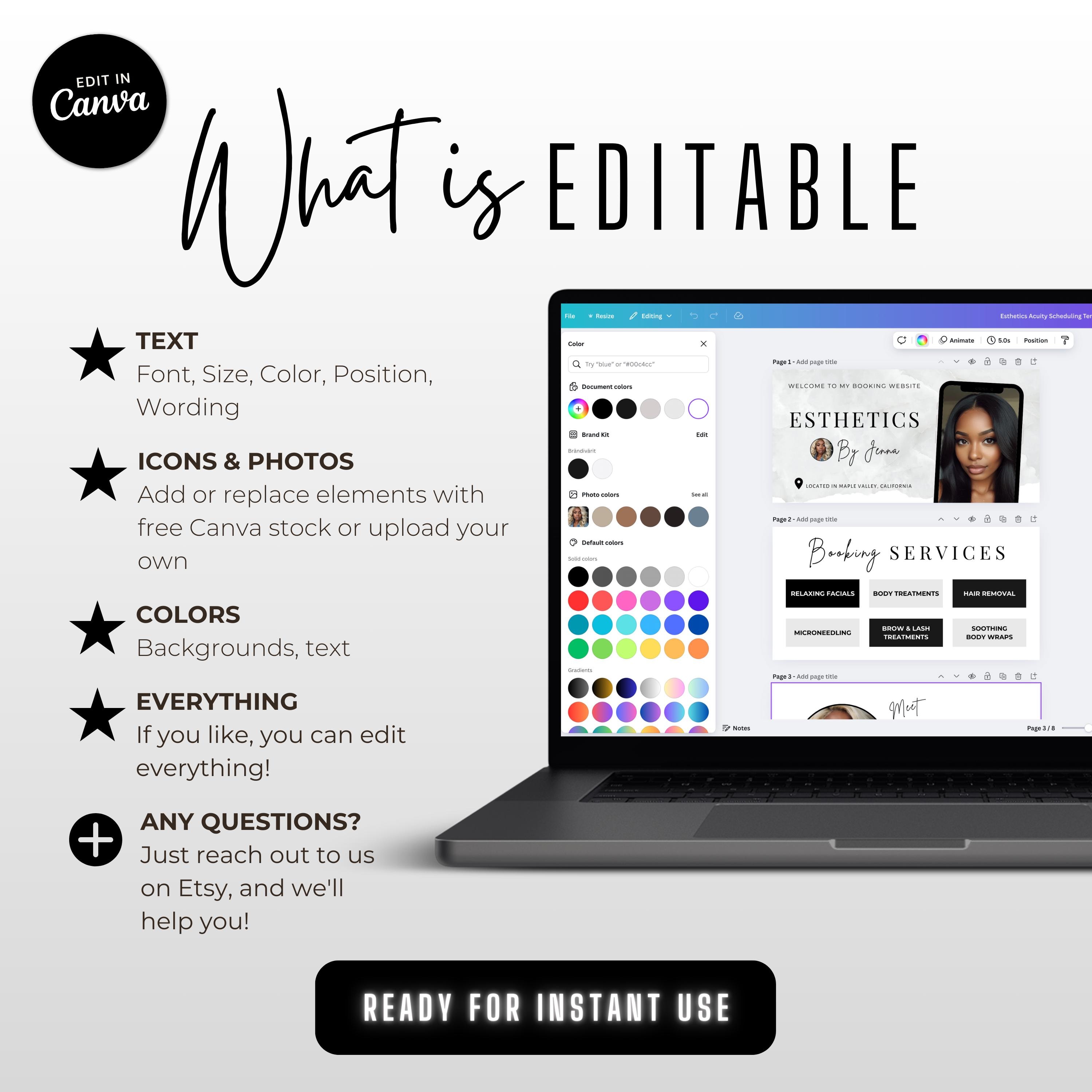 White Acuity Booking Site Template Esthetician, Minimalist Acuity