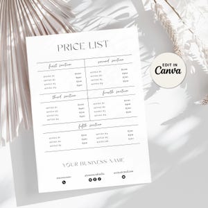 Editable Price List Hair Stylist, Custom Price List Flyer, Makeup Price List, Lash and Nail Salon Printable Price List, DIY Salon Price List