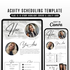 Acuity Scheduling Template Hair Stylist, Acuity Scheduling Template, Hair Stylist Acuity, Editable Acuity Site, Hair Stylist Website, Canva