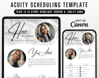 Acuity Scheduling Template Hair Stylist, Acuity Scheduling Template, Hair Stylist Acuity, Editable Acuity Site, Hair Stylist Website, Canva