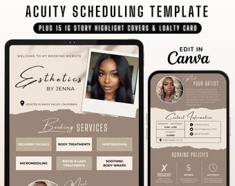 Acuity Scheduling Template Esthetician, Boho Acuity Website for Estheticians, Editable Acuity Booking Site, Beauty Acuity Website Banner