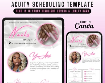 Acuity Scheduling Template Nail Tech Pink, Editable Acuity Site, Nail Tech Acuity Website Banner, Diy Acuity Site, Nail Tech Branding, Canva