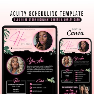 Acuity Scheduling Template Hair Stylist, Hair Stylist Acuity Scheduling Template, DIY Acuity Website Banner, Black and Pink Acuity Booking