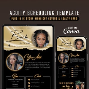 Hair Braider Acuity Scheduling Template, Editable Acuity Site, Custom Acuity Booking Website Banner, Gold Braid Acuity Banner, Hair Stylist