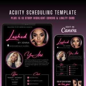 Acuity Scheduling Template Lash Tech, Custom Acuity Booking Website Banner, Editable Acuity Site, Lash Tech Scheduling, Black and Pink