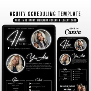 Hair Stylist Acuity Scheduling Template, Hair Stylist Acuity Site, Editable Acuity Site, Hair Stylist Website Banner, Canva Template