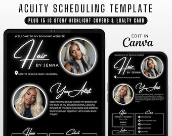 Hair Stylist Acuity Scheduling Template, Hair Stylist Acuity Site, Editable Acuity Site, Hair Stylist Website Banner, Canva Template