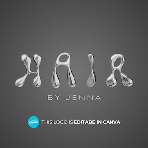 Hair Logo Designs, Silver Hair Artist Logo, Hair Designer Logo, Luxury Hair Logo, Custom Hair Stylist Logo, Beauty Salon Logos, Canva