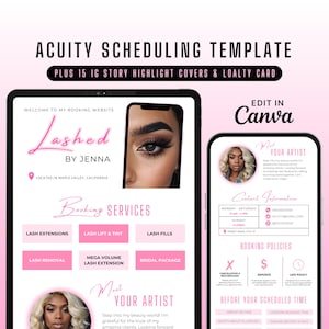Acuity Scheduling Template Lash Tech, Editable Acuity Site, Diy Acuity Site, Pink Booking Site for Lash Tech Branding, Acuity Website Banner