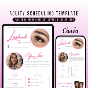 Lash Tech Acuity Scheduling Template, Lash Tech Branding, Pink and White Acuity Website Banner, DIY Acuity Site, Editable Template Canva