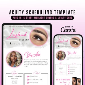 Custom Acuity Scheduling Template Lash Tech, DIY Acuity Booking Website Banner Design, Pink Acuity Site, Editable Lash Tech Canva Template