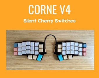 Corne Cherry V4 - Montiert mit DSA Keycaps, SILENT Outemu Honey Peach Switches & Hotswappable