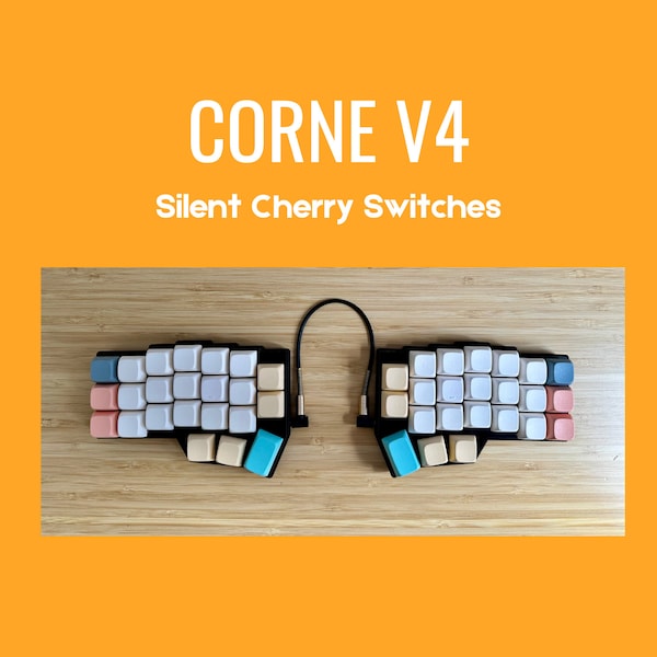 Corne Cherry V4 - Montiert mit DSA Keycaps, SILENT Outemu Honey Peach Switches & Hotswappable