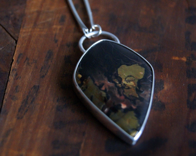 Forest Floor, Whiskey Creek Jasper and Silver Statement Necklace Etsy