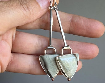 Flannel, Stone and silver drop earrings