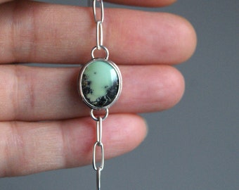 Pond, a Variscite and Silver petite, linked, bracelet