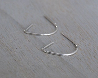 Minimalist Teardrop Hoops, silver post earrings