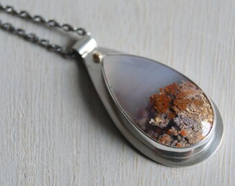 Tidal Pool, an Indonesian Moss Agate and Silver Necklace