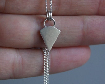 Mini Triangular Wedge, silver drop necklace