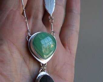 Aloe, an Australian Variscite, Icelandic Pebble, and silver necklace