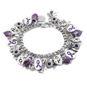 Personalized Alzheimer's Bracelet, Purple Ribbon Awareness, Lupus Jewelry, Epilepsy, Fibromyalgia image 3