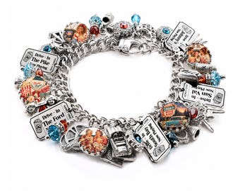 Movie Night Charm Bracelet, Retro Drive in Shows, Vintage Gift for Women