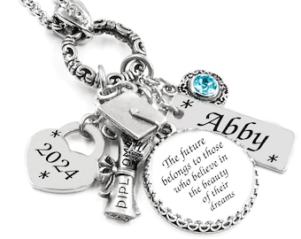 Personalized Graduation Name Necklace, Senior Graduation Gift 2024, Unique Saying and Powerful Quote