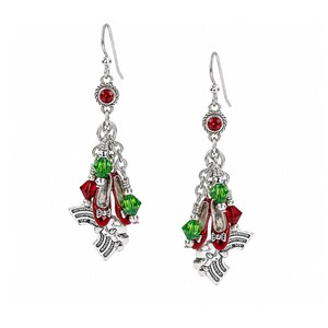 Dorothy's Ruby Slippers Earrings from the Wizard of Oz with Colorful Red Green Crystals and Rainbows