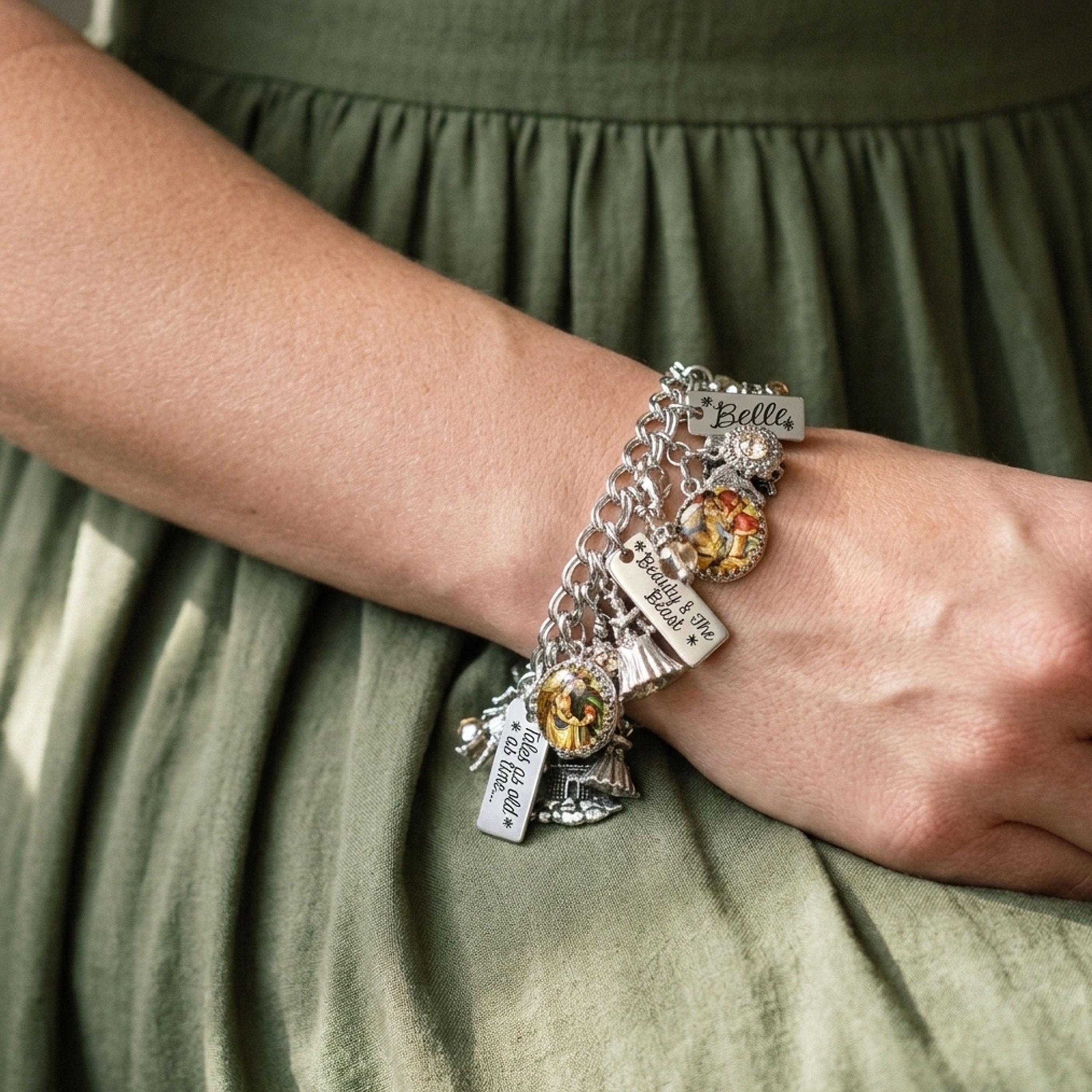 Princess Belle Charm Bracelet, Beauty and the Beast Jewelry - Etsy