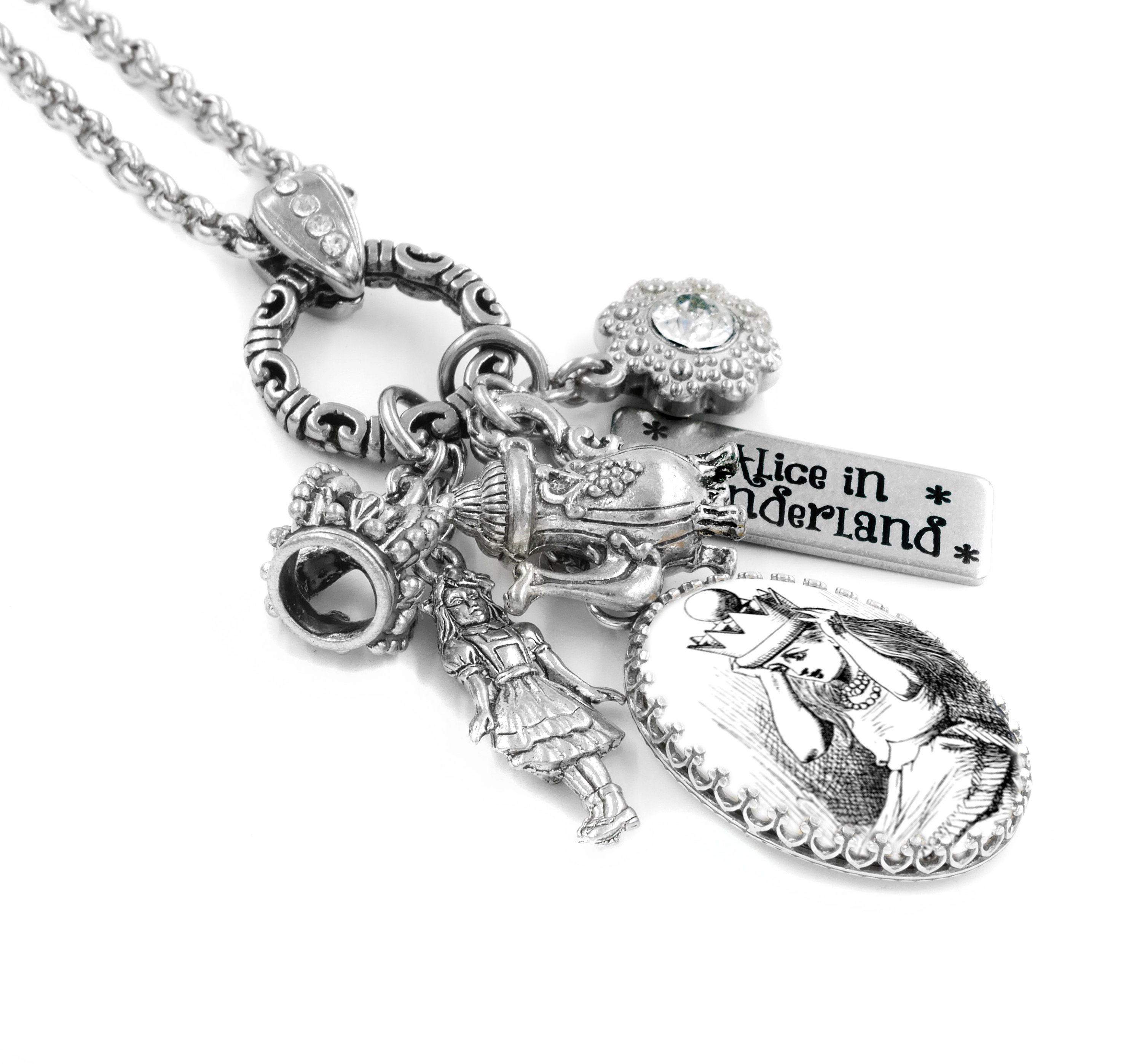 Alice White rabbit gift for her girls pendant for bracelet necklace-European 