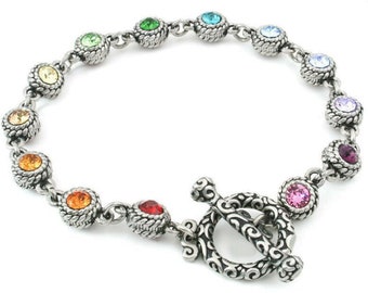 Pulsera de amistad arcoíris, joyería de cristal, cristales multicolores, acero inoxidable sin deslustre