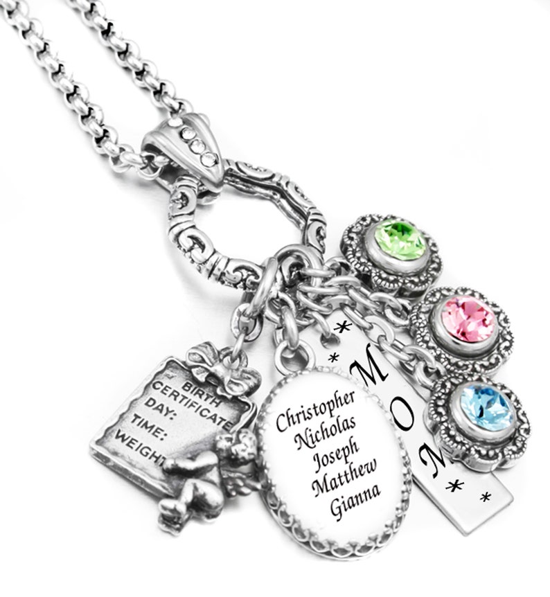 Personalized Mothers Necklace, Birthstone Jewelry, Family Heirloom Gift for Nana, Mimi, Grandma, Mom image 3