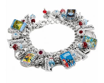England Bracelet, British Travel Jewelry, Great Britain Charms, English Cotswolds