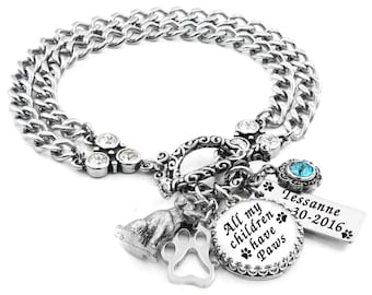 Dog Charm Bracelet, Memorial Jewelry for Remembrance of Beloved Pets