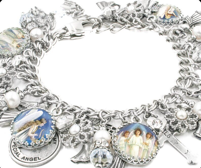 Silver Charm Bracelet Guardian Angels Jewelry Angels Charm Bracelet Angel Jewelry Designs Joyful Angel Jewelry