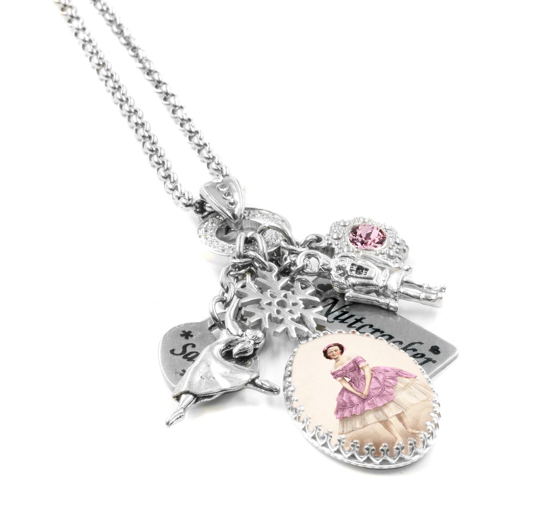 Personalized Clara Nutcracker Necklace With Engraved Name, Charms and