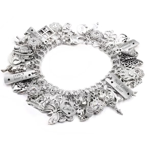 Stainless Steel Charm Bracelet, Starter Charm Bracelet, Heart Charm Bracelet, Build your own Charm Bracelet