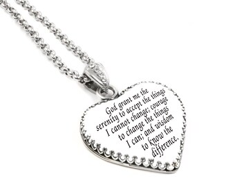 Christian Heart Pendant, Faith Jewelry with Quote