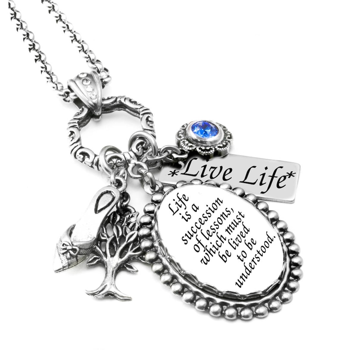 Personalized Inspirational Charm Necklace with Quote Etsy