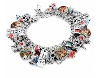Sewing Charm Bracelet, Gift for Seamstress, Quilters & Crafters