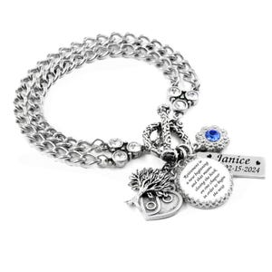 Retirement Bracelet Personalized with Name and Date, Birthstone, Gift for Her