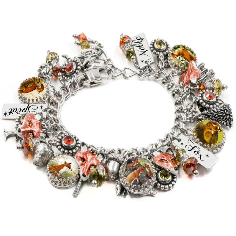 Fox Jewelry, Colorful Wild Animal Bracelet, Forest Charms image 11