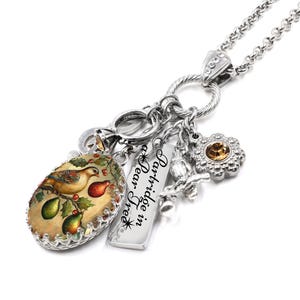 12 Days Partridge in a Pear Tree Necklace in Stainless with Charms