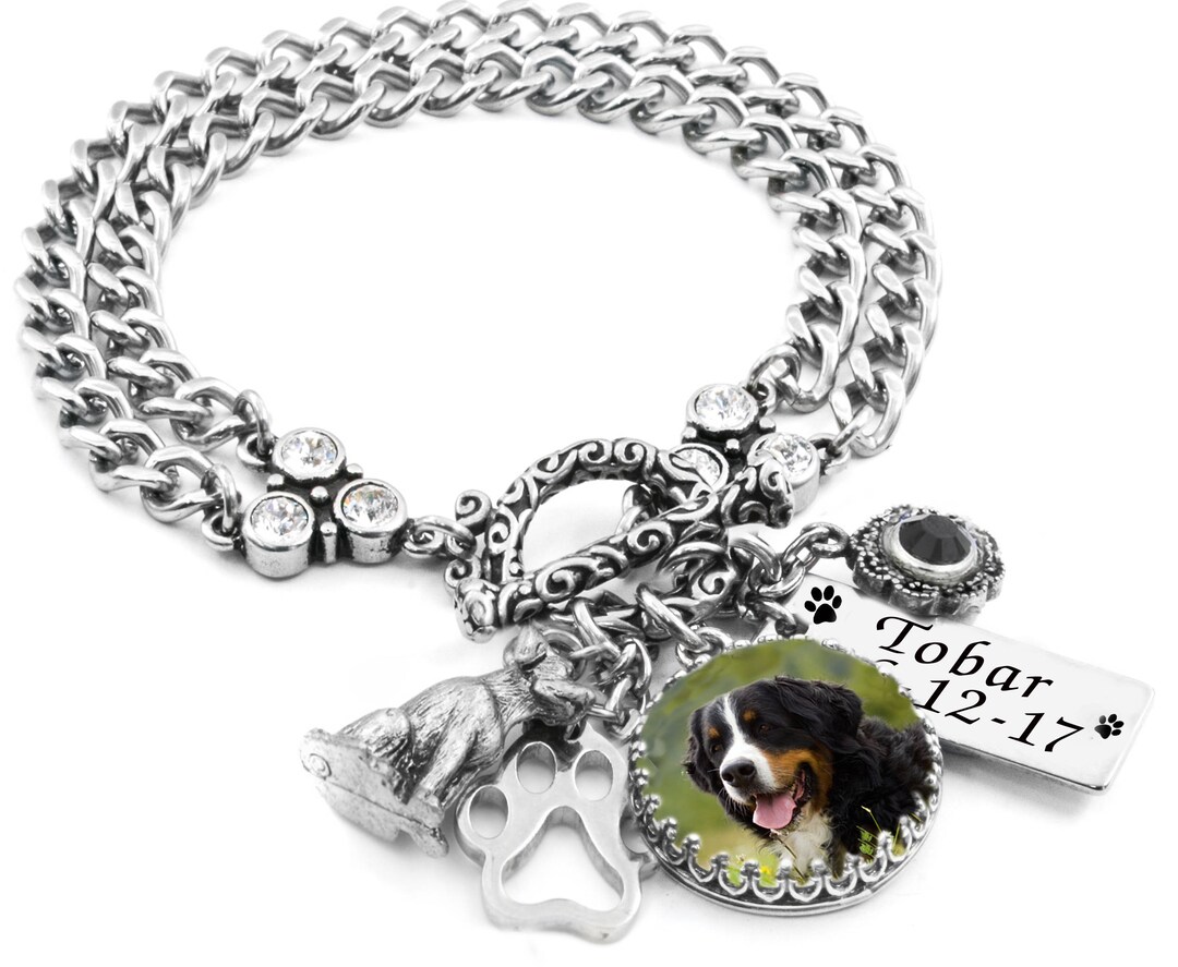 Personalized Dog Bracelet Dog Memorial Bracelet Photo Dog Etsy