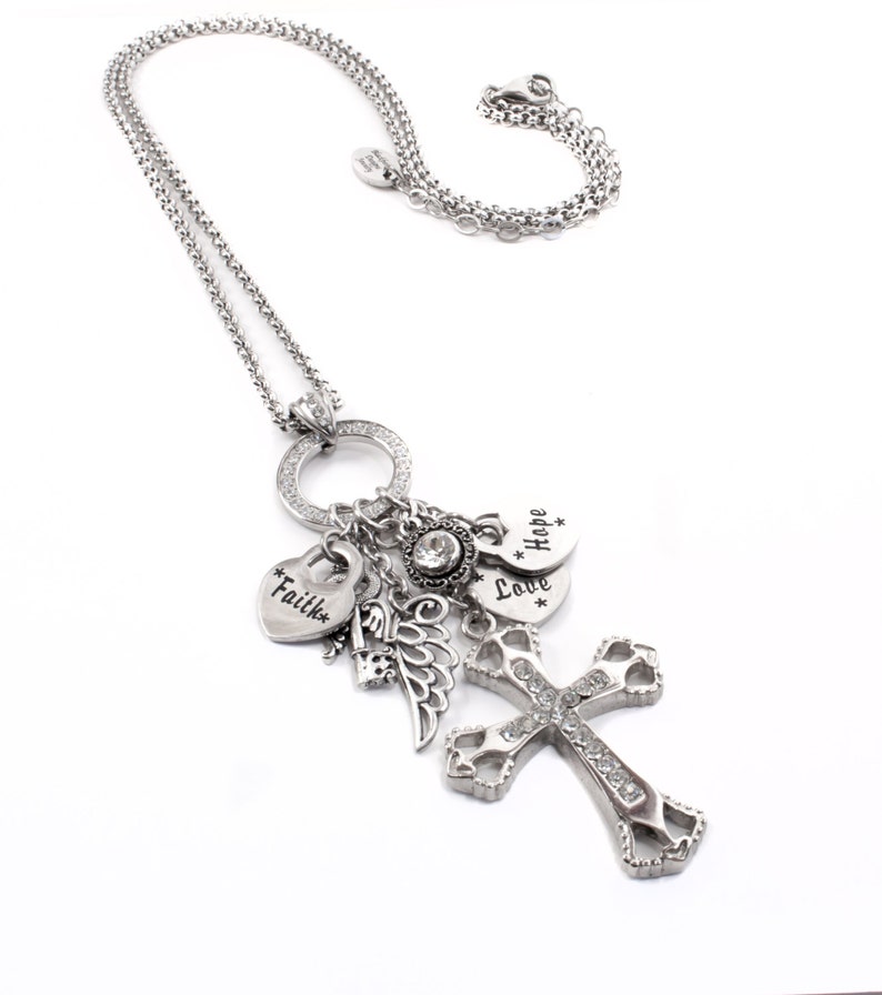 Silver Cross Jewelry Religious Pendant Spiritual Necklace Etsy