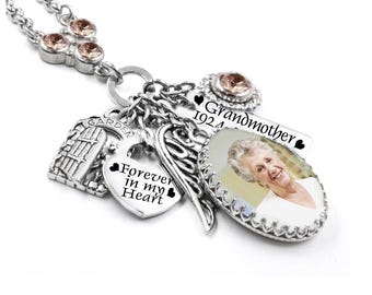 Personalized Memorial Necklace with Photo, Gift for Loss of Parent, Sister, Loved One