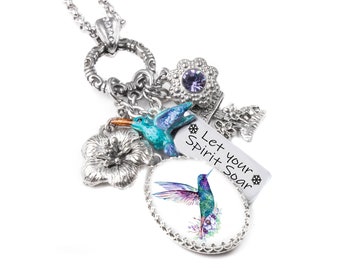 Hummingbird Necklace, Bird Lover Jewelry Gift