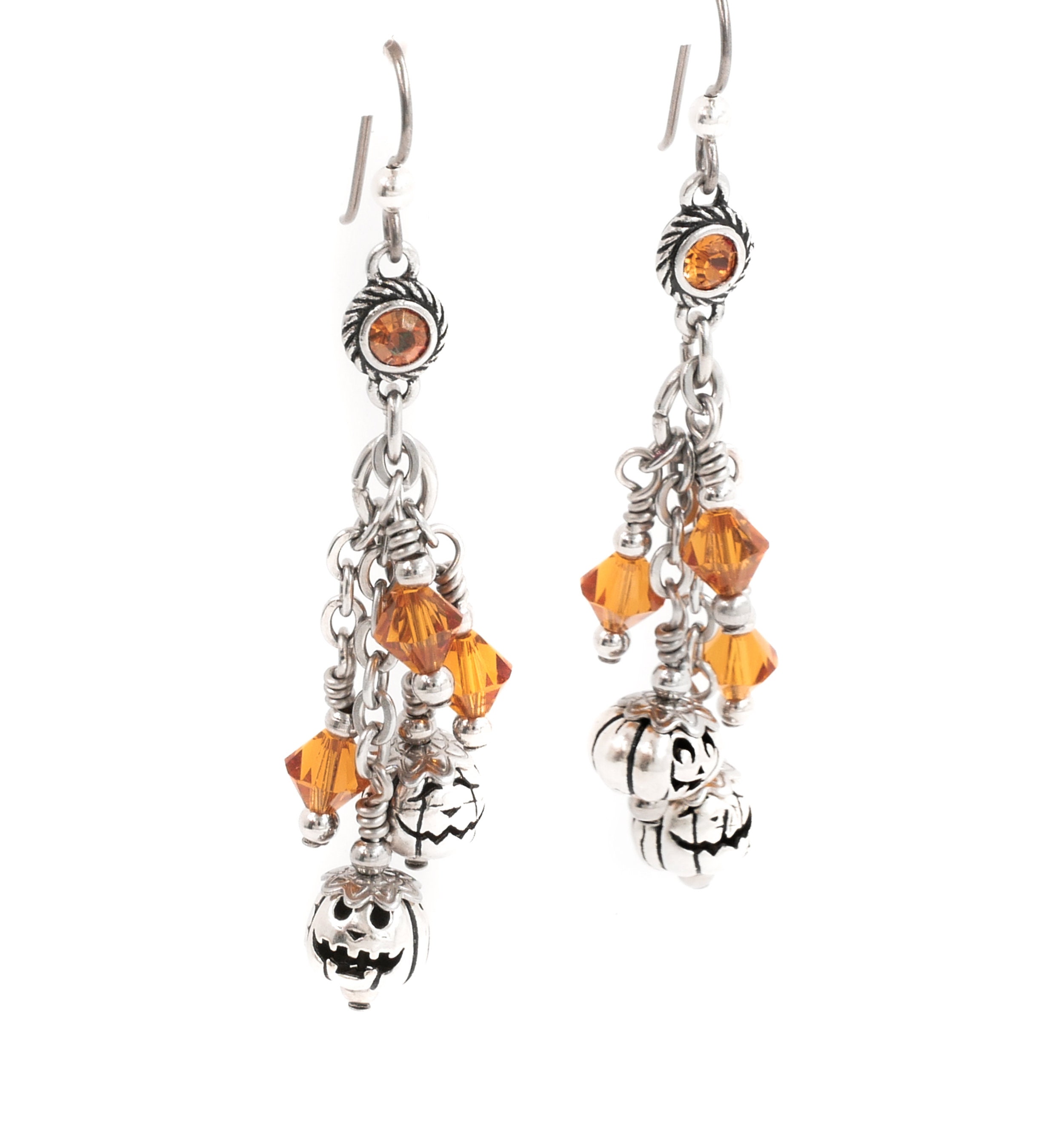 Sterling Silver Pumpkin Earrings Copper 