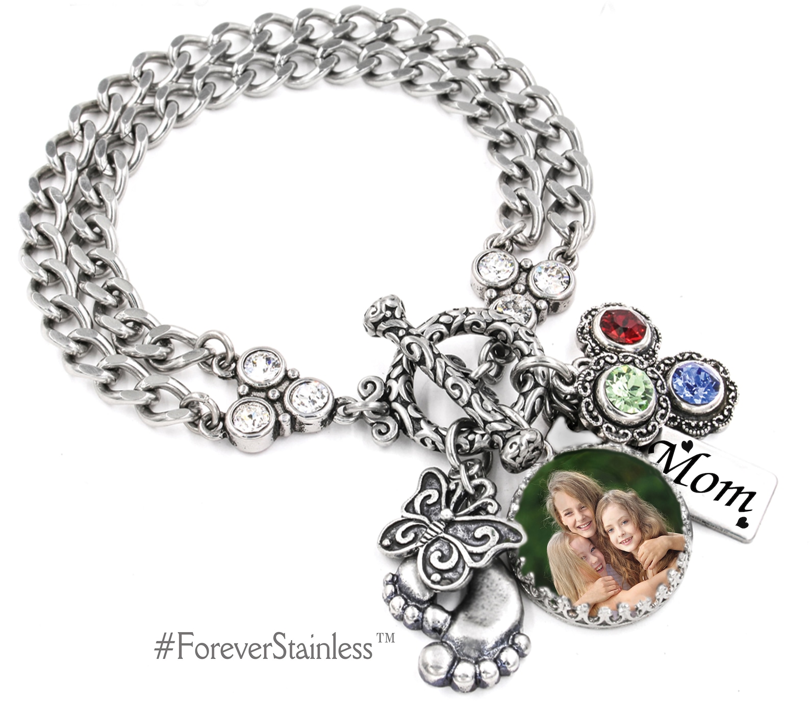 Mother's Charm Bracelet Photo Charm Jewelry Grandmother Etsy
