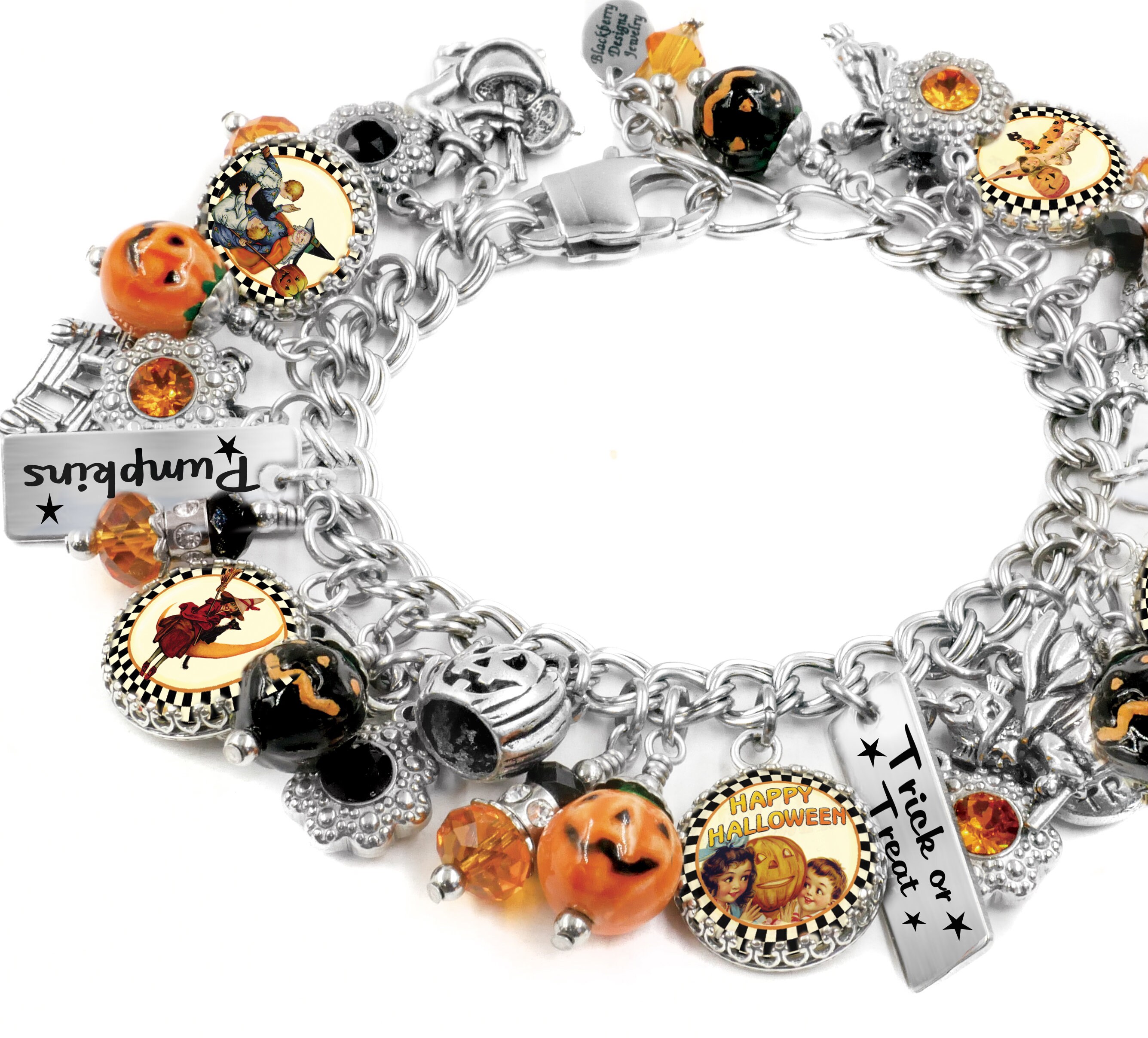 Halloween Jewelry Silver Charm Bracelet Halloween Charm Etsy